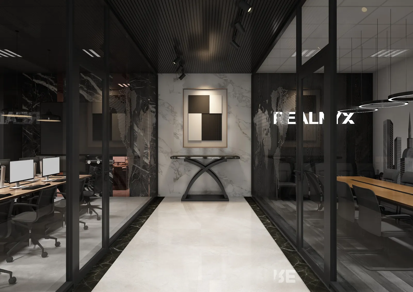 Interiér realitní kanceláře v designu REALNYX